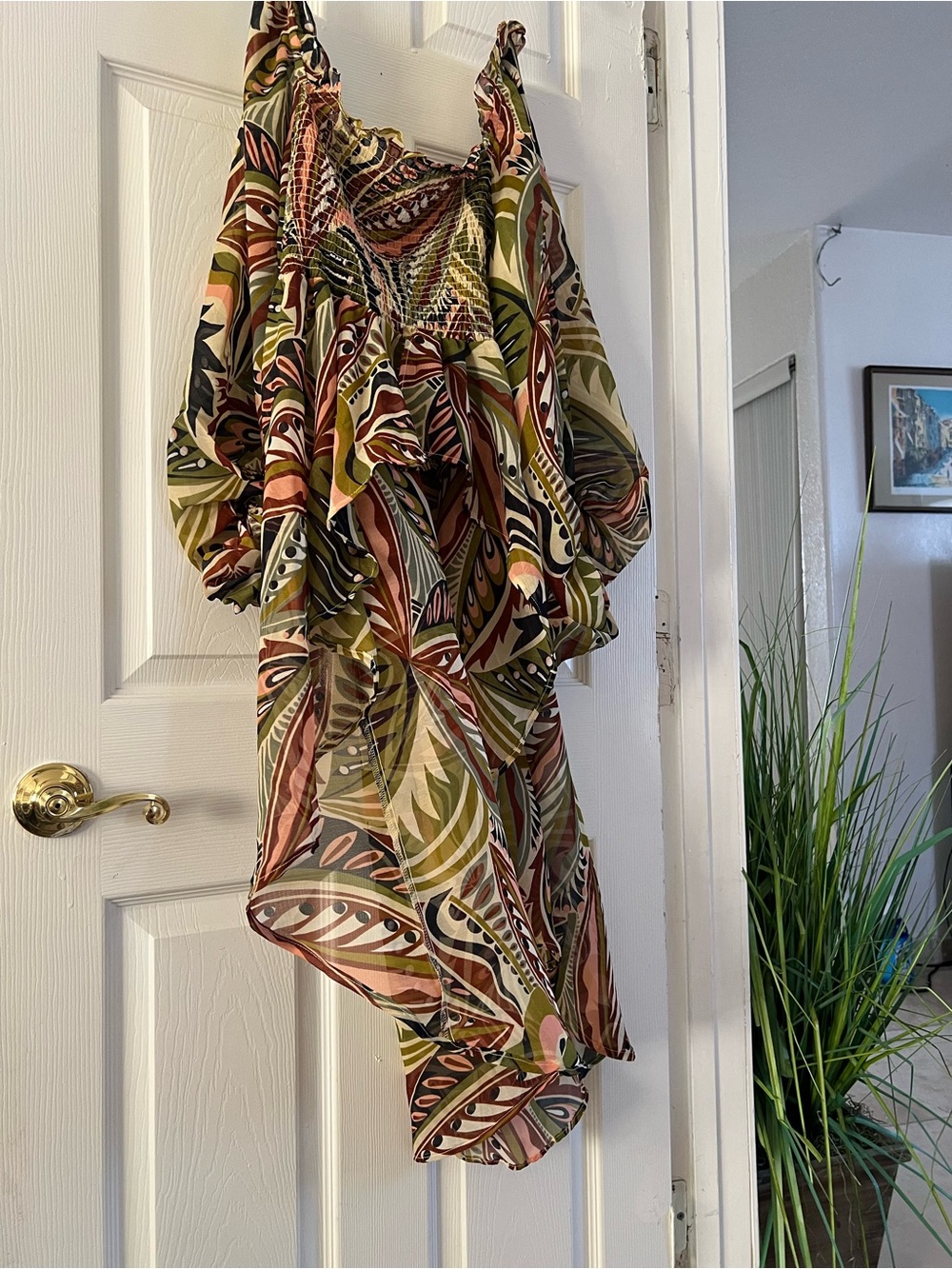 Live 4 Truth Olive, Rust & Black High-Low Ruffle Dress